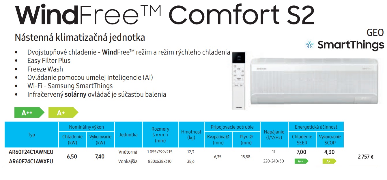 Klimatizácia Samsung Wind-Free Comfort S2